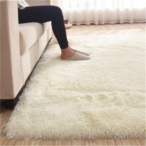 Living room coffee table silk floor mat rectangular long hair carpet living room coffee table rug bedroom bed thick blanket