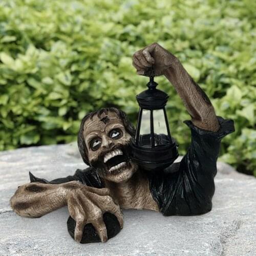 1pcs Zombie Shape Lantern Horror Statue Garden Sculpture Non-fading Anti-deform ​Decorating Halloween Decorative Sculpture