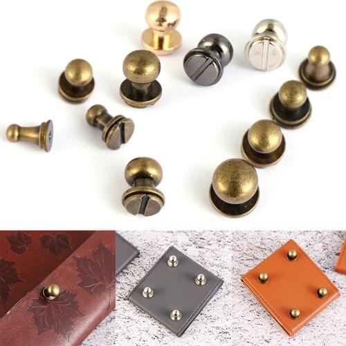 10pcs Monk Head Screws Leather Craft Belt Wallet Solid Brass Nail Rivets Bag/Shoes/ Clothes Accessories