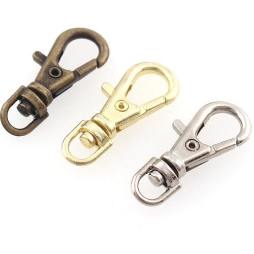 100pcs Mini Alloy Swivel Trigger Clips Snap Hooks Eye 4mm Keychain Bag Lobster Clasp DIY Craft Accessory Antique bronze Gold