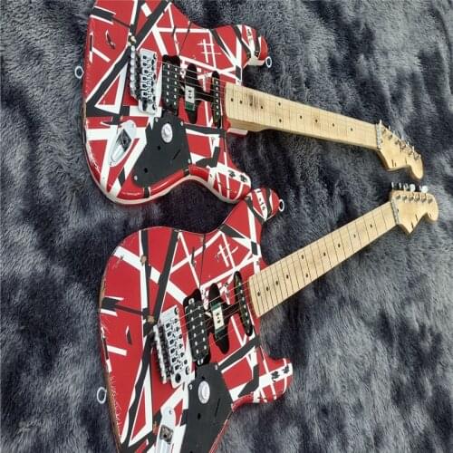 2021!Imitation of the old Electric guitar, Eddie Van Halen Frankenstrat Electric Guitar，Red Striped Frankie Guitar Frankenstein