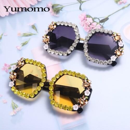 2021 New Square Diamond Sunglasses Women Luxury Crystal Polygon Sun Glasse Classic Retro Fashion Brand Designer Glasses Eyewear