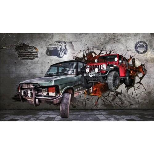 3d wallpaper custom photo Breaking the wall double off-road vehicle restaurant and bar home decor wall paper for living room