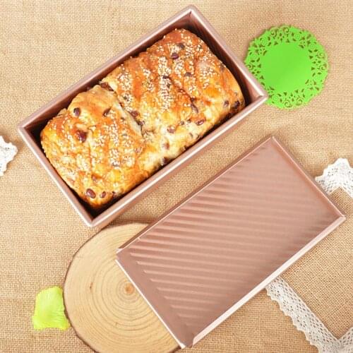 450g Toast Box Pullman Loaf Pan with Lid Non-Stick Bakeware Bread Toast Mold Aluminum Alloy Corrugated Thick Pullman Loaf Pan