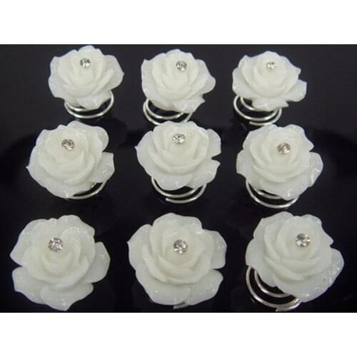 60 personal computer crystal rose spiral hair sticks
