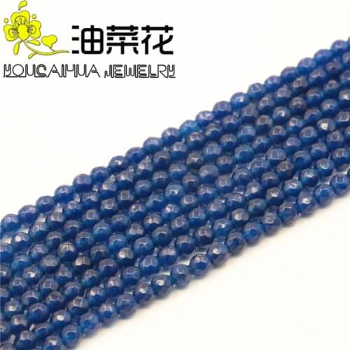 New 6mm Faceted Blue Aventurine Chalcedony Loose Beads Female Accessory Parts Fashion Jewelry Making Design Natural Stone 15inch