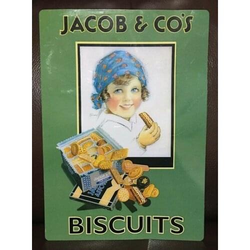 Jacob & Cos Biscuits Retro Vintage Style Metal 20X30 Tin Sign Country Cottage Kitchen