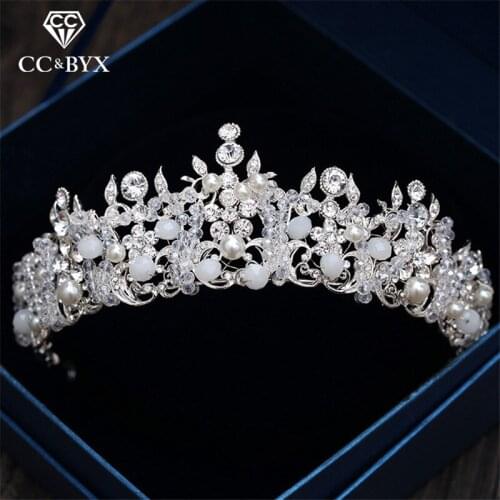 CC engagement jewelry tiaras and crowns hairbands charm wedding hair accessories for bride bridesmaids cz pearl fashion xy400