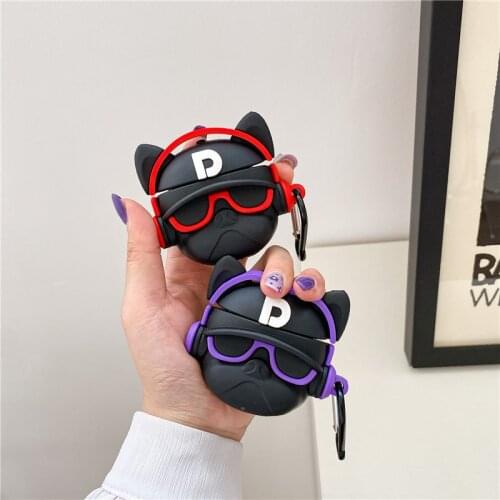Music P French Bulldog Eyes pet dog Earphone Case For Apple AirPods 1 2 3 Pro Wireless bluetooth headset Cover for airpods 1/2/3