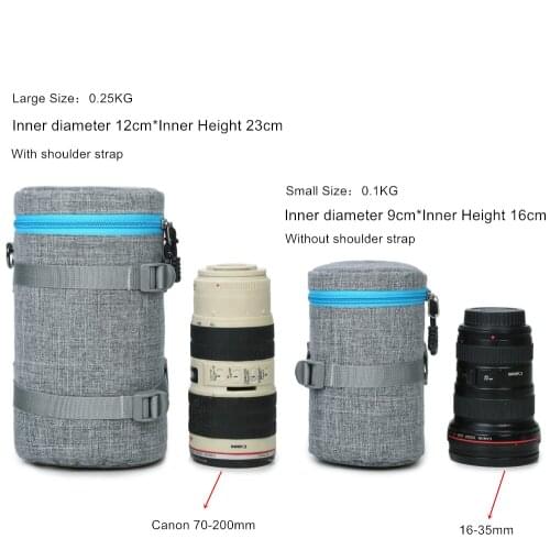 DSLR Camera Lens Pouch Bag Case Shockproof Nylon Universal Protective Soft Inner Case for Canon Nikon Sony Camera Lens Bag Pouch