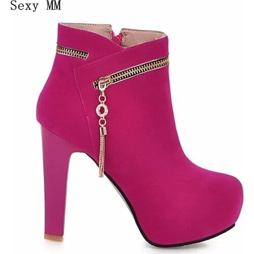 Spring Autumn Woman Platform High Heels Ankle Boots Women Short Boots Ladies Shoes botas botte femme Plus Size 34-40.41.42.43