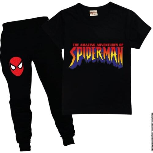 Kids SpiderMan Cartoon Outfits Baby Girls Summer Suits 2-16 Years Children Clothing T-shirt + Pants tracksuit girls set 2021