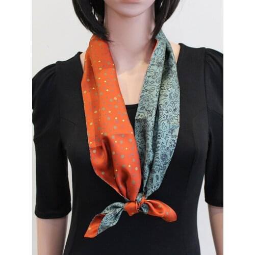 Brand Design Scarf Double Side Printing Double Layer 100% Twill Silk Ribbon Ponytail Hairband 120*14CM