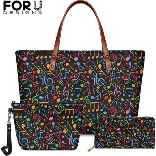 FORUDESIGNS Piano Music Notes Print Large Capacity Shoulder Bag for Ladies Casual Daily Tote Bag Clutch Coin Purse Cosmetic Bags