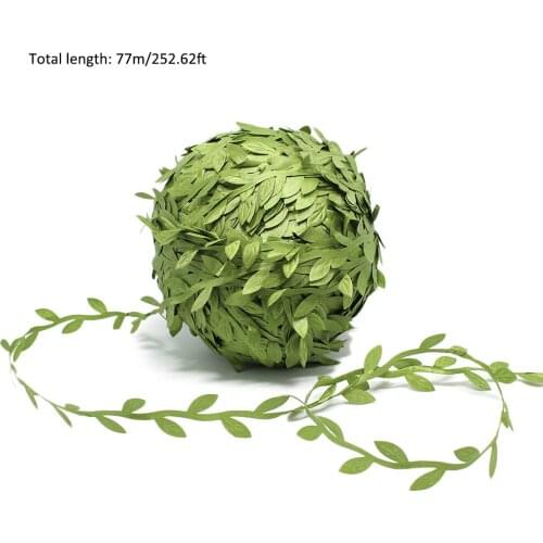 77m Artificial Vine Leaves Cloth Tree Leaves Strip Garland Decorative Accessories Green Leaves Vine Simulated Flower DIY Wreath