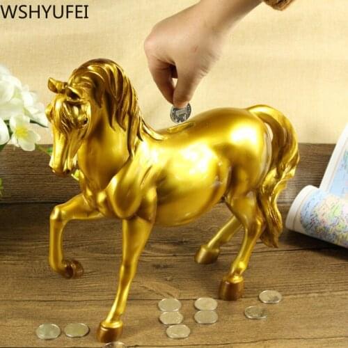 Creative Resin Piggy Bank Horse to success home furnishings horse Figurines Storage Money Jar Business Gifts Resin Crafts