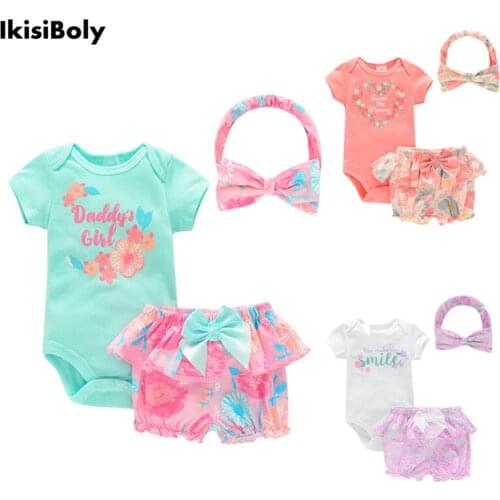 Summer Baby Romper Clothes for Newborn 12M Bodysuits Clothing Girl New Costume 3 Pack Pants Sets Bebe 2021 Ropa Bodys Child