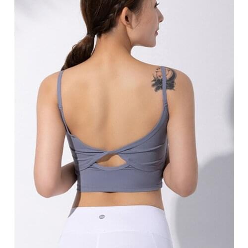 Summer Big Backless Crop Top Sports Tank Women Fitness Gym Push Up Bra Running Jogger Vest Sexy Kink Yoga Padded Tops Camisole