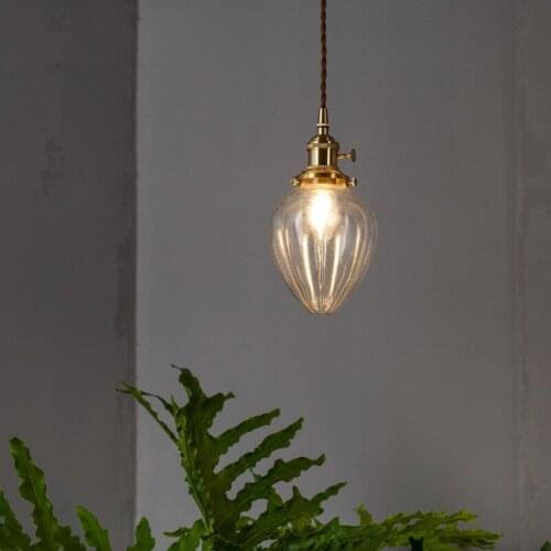 Loft Industrial Vintage Pendant Light Copper Heart Shape Glass Hanging Lamp LED Antique Pendant Lights Home Deco Lighting