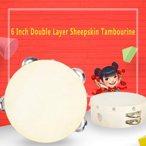 M MBAT 6 Inch Hand Held Tambourine Toy Double Layer Sheepskin Tambourine Percussion Musical Instrument For KTV Party Kids Games