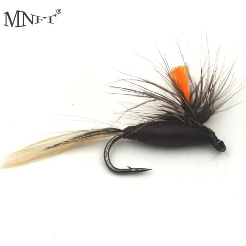 MNFT 10PCS Orange Grey Fly Fishing Dry Fly Trout Flies Fishing Lures With Crank Hooks 10