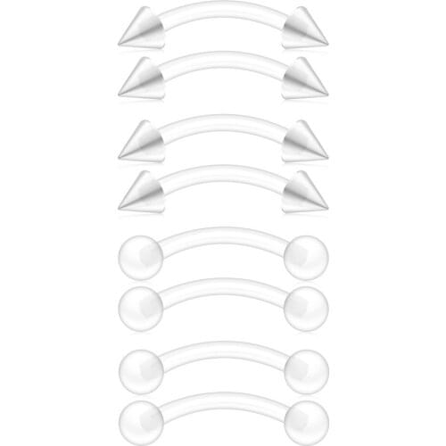 Clear UV Flexible Bioflex Acrylic Body Piercing Jewelry Kit Set for Nose Septum Horseshoe Earring Eyebrow Tongue Nipple Lip Ring