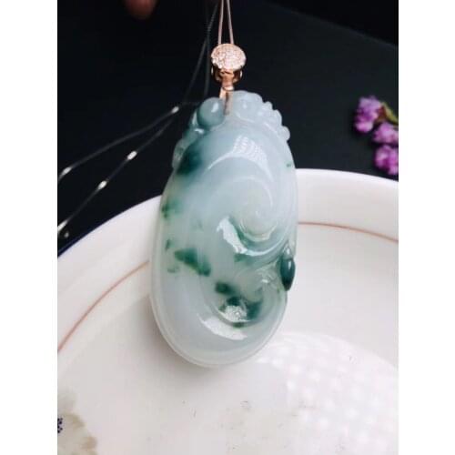 Natural jade ice bottom with floating flowers jade wishful pendant jade jewelry ep11