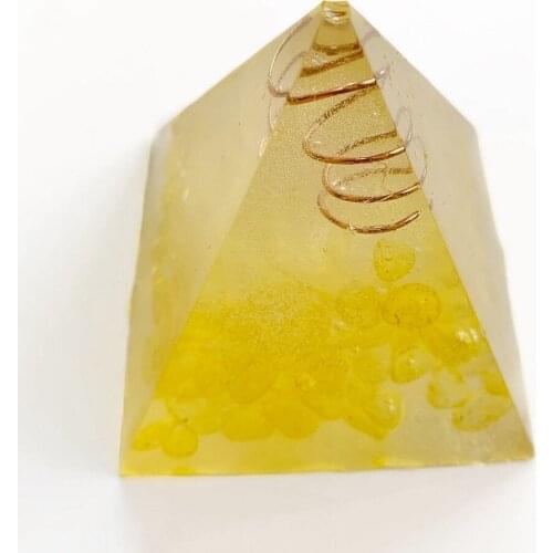 Natural Citrine Lemon Quartz Tumbled Stones Orgone Pyramid Crystal Stone Figurine Statue Resin Crafts Handmade 1pc