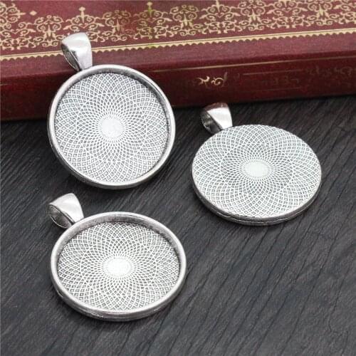 New Fashion 10pcs 25mm Inner Size Antique Silver Plated Classic Style Cabochon Base Setting Charms Pendant (A5-01)