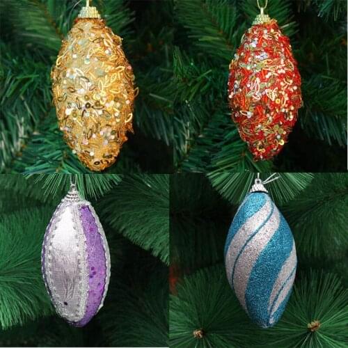 5pcs 11cm High Quality Oval Rugby Christmas Tree Pendant For Christmas Party Holiday Tree Venue Hanging Decoration New