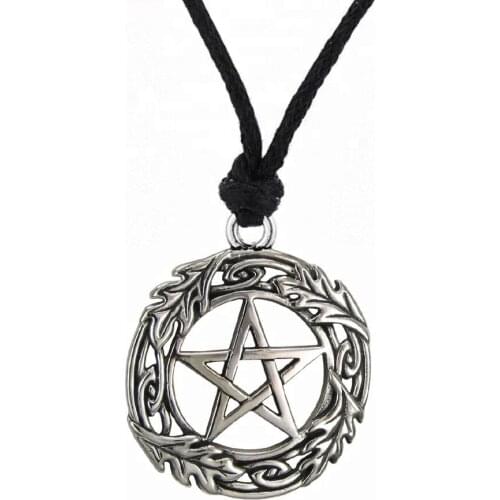 Drop ship new design metal alloy antique silver plated knot star viking pendant amulet necklaces for men