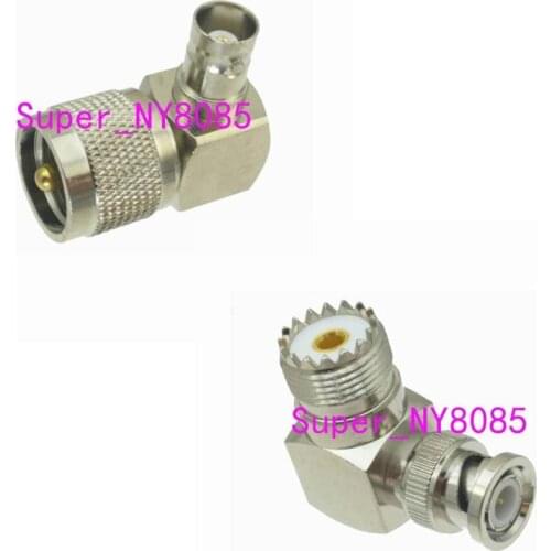 UHF SO239 PL259 to BNC Male Plug & Female Jack Right angle RF Coaxial adapter connector