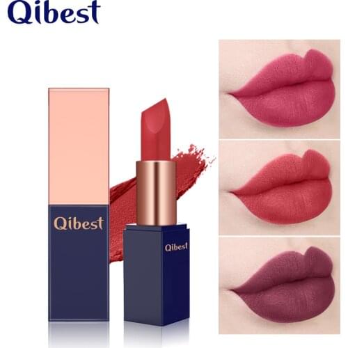 Qibest Temptation Matte Lipstick Moisturizing Everlastingly Difficult Decolorization Moisturizing Lipstick Makeup Cosmetic Gift