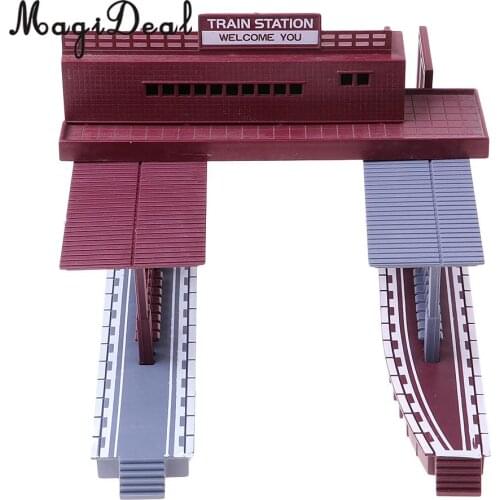 MagiDeal 1:87 Scale Train Station Simulation Layout HO Gauge Building Model Diorama for Train Track Landscape Children Toy