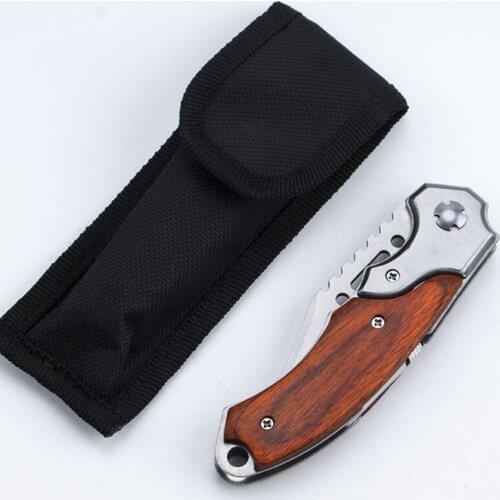 2Pcs/Lot Folding Pocket Knife Outdoor Survival Tactical Knife Wood HandleCamping Hunting Knives Led Light Self-defense Tool