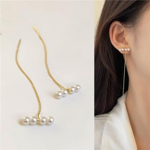 Timlee E258 New Personality Geometry Imitation Pearl Alloy Drop Earring Popular Accessories Wholesale