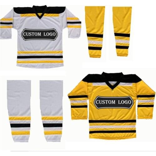 Heavy weight hockey jerseys, custom logo and name and number, hockey socks, youth adult, goalie tender size please choose 6XL