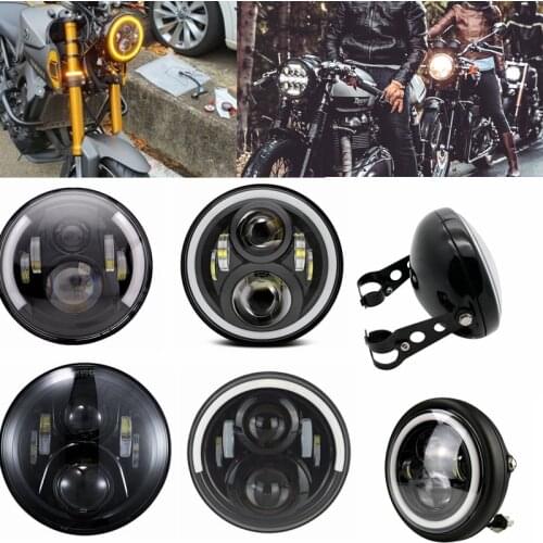 Universal 7inch H4 Led Motorcycle Headlight for hornet 600 Honda cb400 cb1000sf kawasaki ER6N Harley with DRL Headlamp Housing