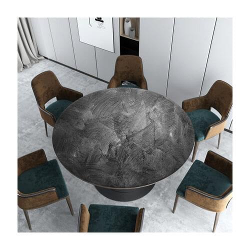 Thickened pvc round soft glass mat Grey marble round table cloth oilcloth tea Table cloth cover waterproof table mat
