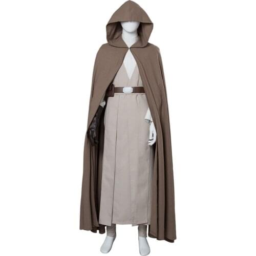 In Stock)Star cosplay Wars 8: Luke Skywalker Costume Adult Men Halloween Carnival Cosplay Costumes Robe CLOAK Suit