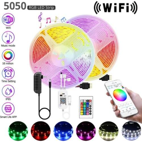 Wifi with 24 keys LED strip waterproof RGB light 12V luces led lights strips 5050 SMD Flexible tape Lamp 1M 2M 3M 4M 5M 10M 15M
