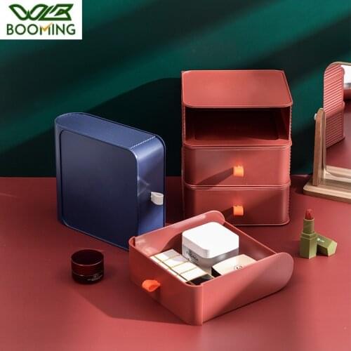 WBBOOMING Plastic Desktop Drawer Box Office Cosmetics Locker Small Box Desk Shelf Dormitory Magic Storage Box Creative Design