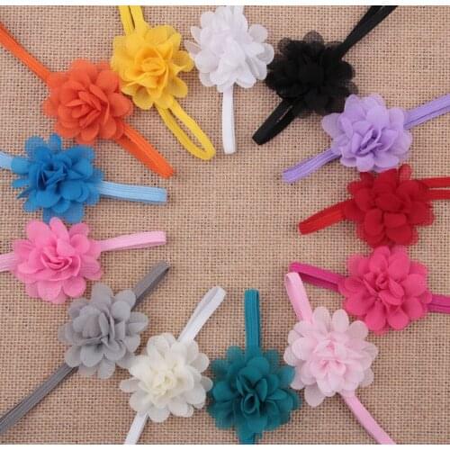 Yundfly 10pcs Boutique Newborn Elastic Chic Chiffon Flower Headband Baby Girls Hair Band