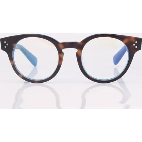 Tortoise cat eye women glasses frame studded chunky style blue inside