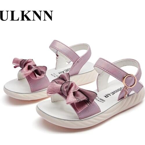 ULKNN Girls Bow High Quality Sandals 2021 Summer New Tide Of The Girls Sandals Lovely Big Bowknot Girl Breathable Fashion Shoes