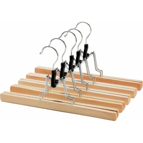 1Pc High-Grade Wooden Pants Hangerswith Clips Non Slip Skirt Hangers Solid Wood Skirt Hanger Trousers Rack Slacks Clamp Hangers
