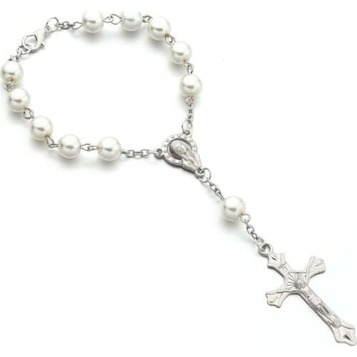 10PCS/ Lot Free shipping Catholic Rosary Necklace Glass Beads Decade Rosary Pendent For Women Gift