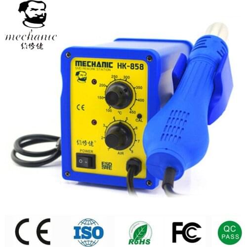 12 Sets MECHANIC Heating HK-858 Soldering Station Electronic Welding Iron 60W SMD Hot Air Rework Station Solder Blower Heat Gun