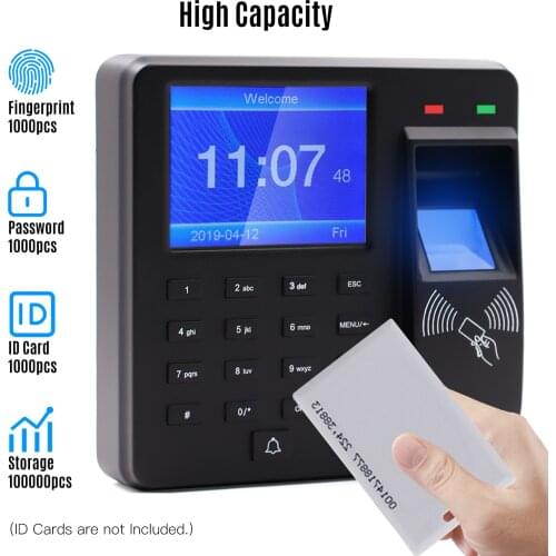 2.4 Inch Attendance Machine Fingerprint/Password/ID Card Recognition Time Clock Employee Checking-in Recorder Multi-language