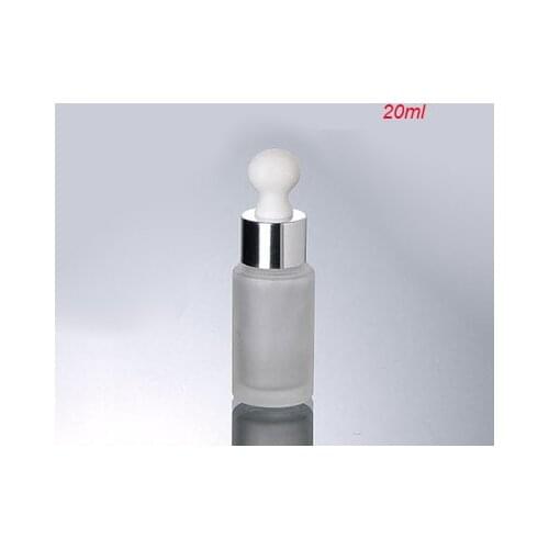 20ML frosted glass dropper glass bottle with shiny silver collar &white top lotion bottle Cosmetic Packaging glass bottle